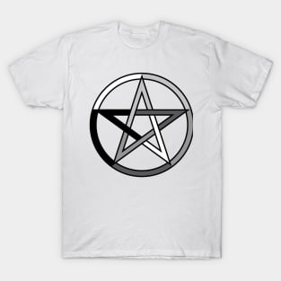 White, Grey and Black Pentagram Pentacle T-Shirt